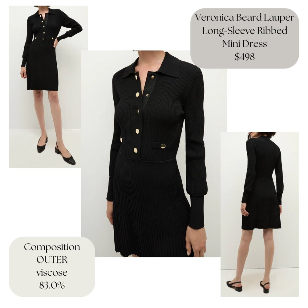 NWT - Veronica Beard Lauper Long-Sleeve Ribbed Mini Sweater Dress